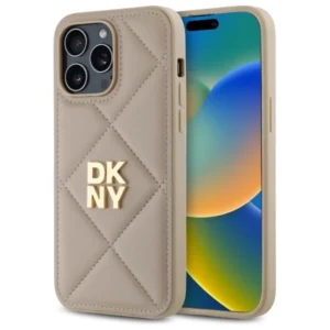 DKNY Quilted Stack Logo iPhone 14 Pro Max Case - Beigeeng