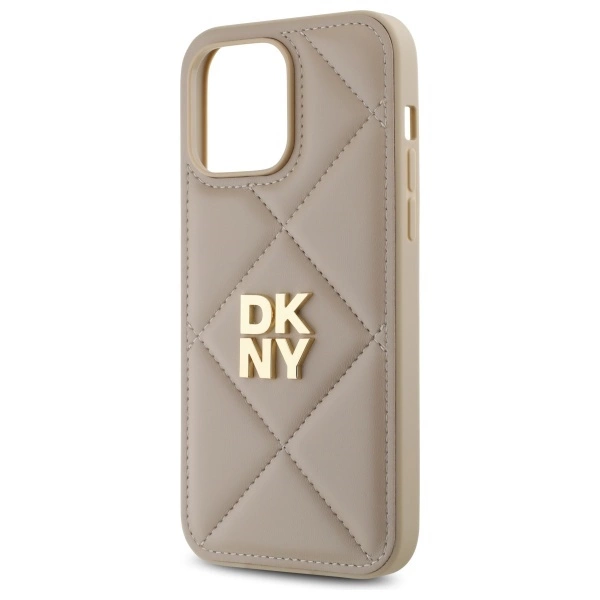 DKNY Quilted Stack Logo iPhone 14 Pro Max Case - Beigeeng