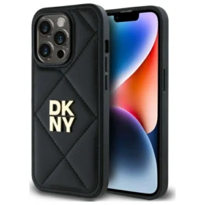 DKNY Quilted Stack Logo iPhone 14 Pro Max Case - Blackeng