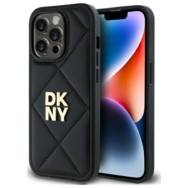 DKNY Quilted Stack Logo iPhone 14 Pro Max Case - Blackeng