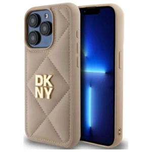 DKNY Quilted Stack Logo iPhone 15 Pro Case - Beigeeng
