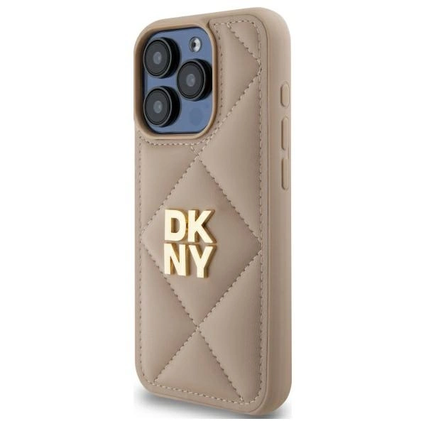 DKNY Quilted Stack Logo iPhone 15 Pro Case - Beigeeng