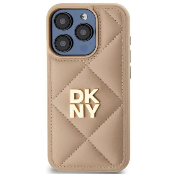 DKNY Quilted Stack Logo iPhone 15 Pro Case - Beigeeng