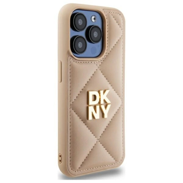 DKNY Quilted Stack Logo iPhone 15 Pro Case - Beigeeng