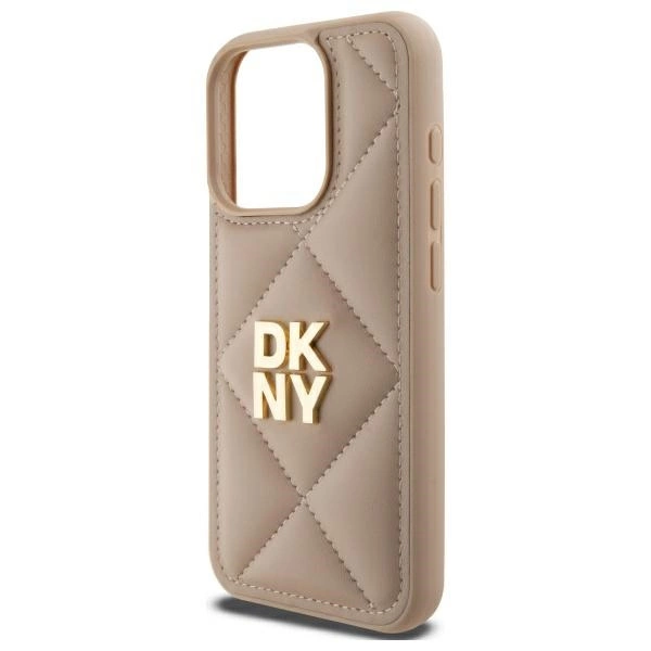 DKNY Quilted Stack Logo iPhone 15 Pro Case - Beigeeng