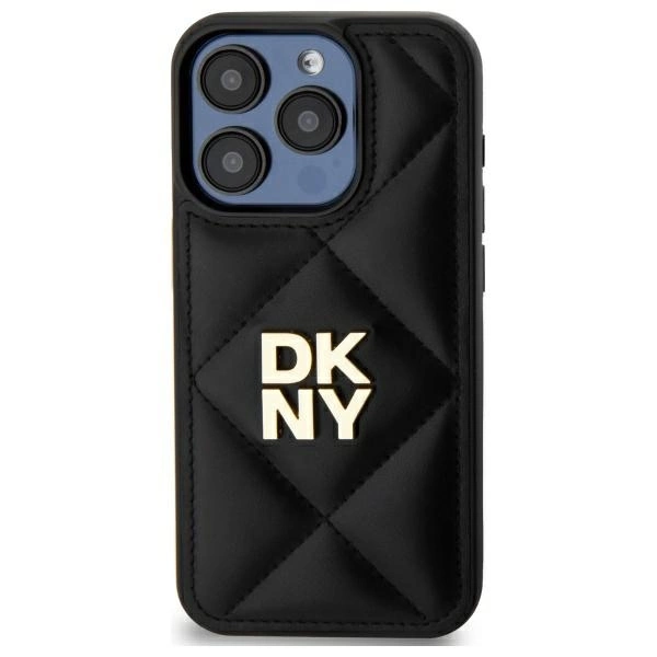 DKNY Quilted Stack Logo iPhone 15 Pro Case - Blackeng