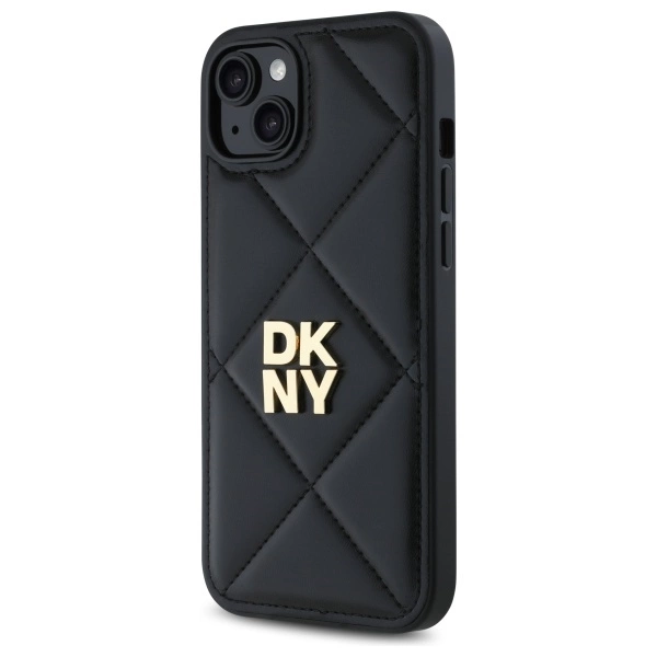 DKNY Quilted Stack Logo iPhone 15 Plus Case - Blackeng