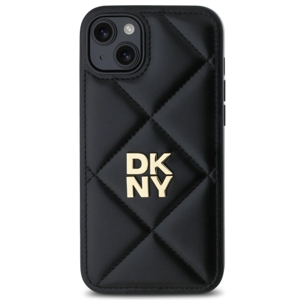 DKNY Quilted Stack Logo iPhone 15 Plus Case - Blackeng