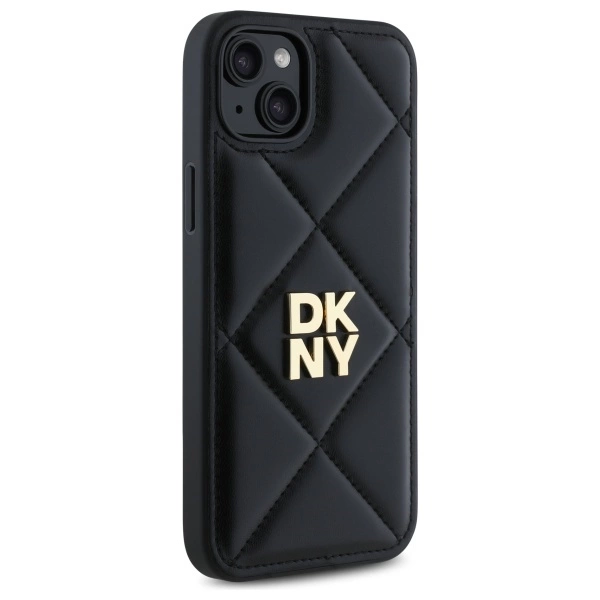 DKNY Quilted Stack Logo iPhone 15 Plus Case - Blackeng