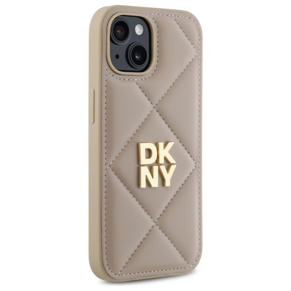 DKNY Quilted Stack Logo iPhone 15 Case - Beigeeng