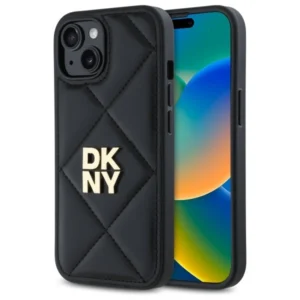 DKNY Quilted Stack Logo iPhone 15 Case - Blackeng