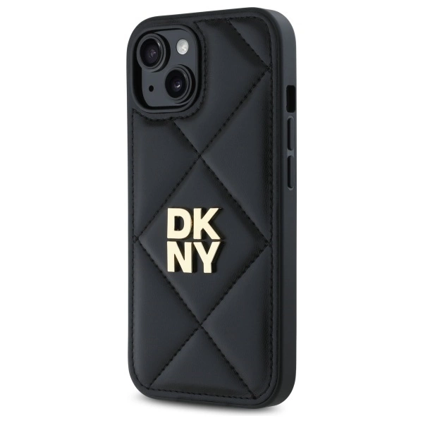 DKNY Quilted Stack Logo iPhone 15 Case - Blackeng