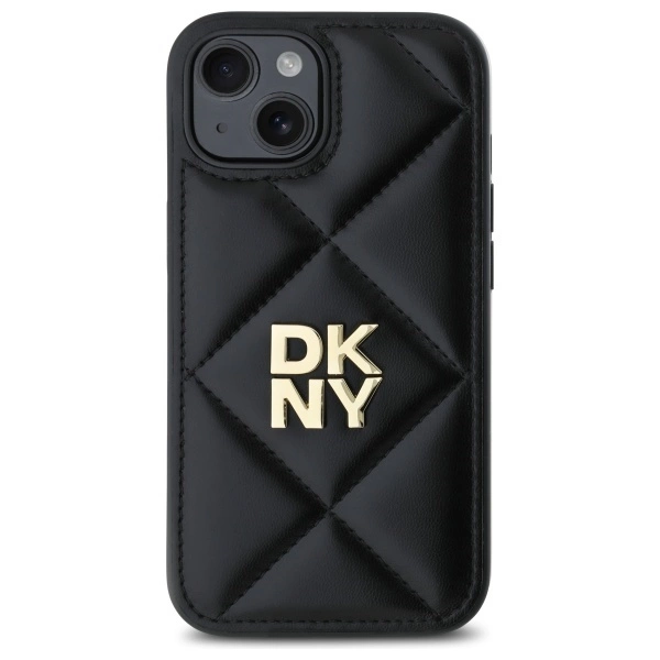 DKNY Quilted Stack Logo iPhone 15 Case - Blackeng