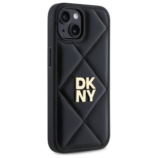 DKNY Quilted Stack Logo iPhone 15 Case - Blackeng