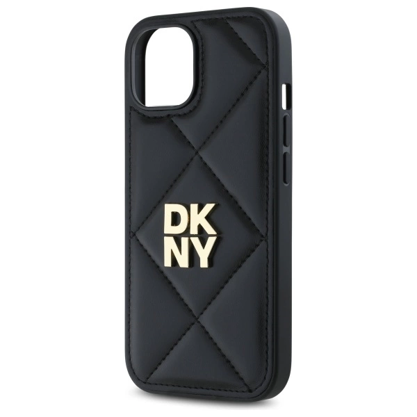 DKNY Quilted Stack Logo iPhone 15 Case - Blackeng