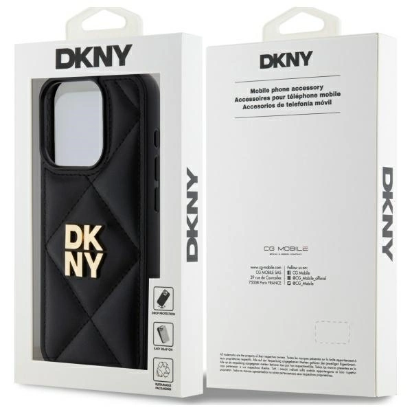 DKNY Quilted Stack Logo iPhone 15 Pro Max Case - Blackeng