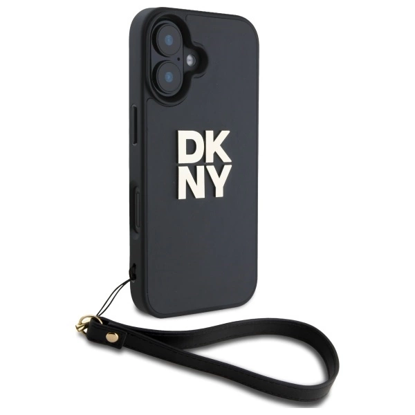 DKNY Wrist Strap Stock Logo iPhone 16 Case - Blackeng