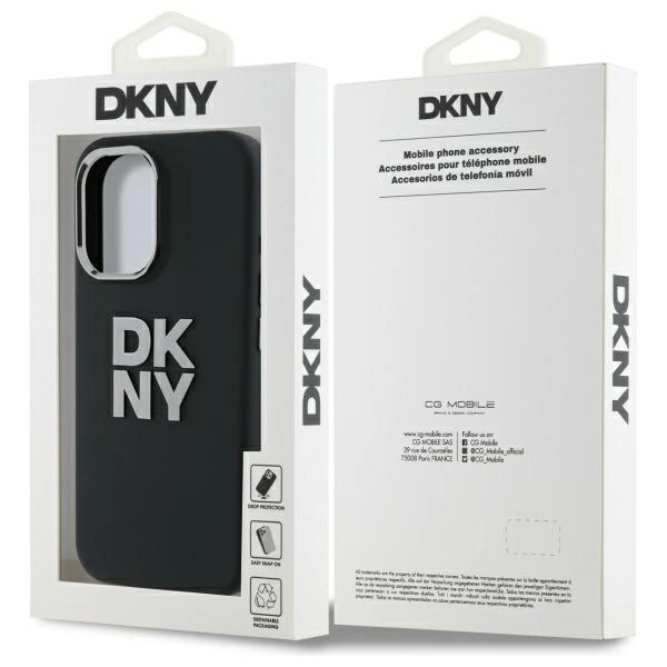 DKNY Liquid Silicone Metal Logo iPhone 16 Case - Blackeng