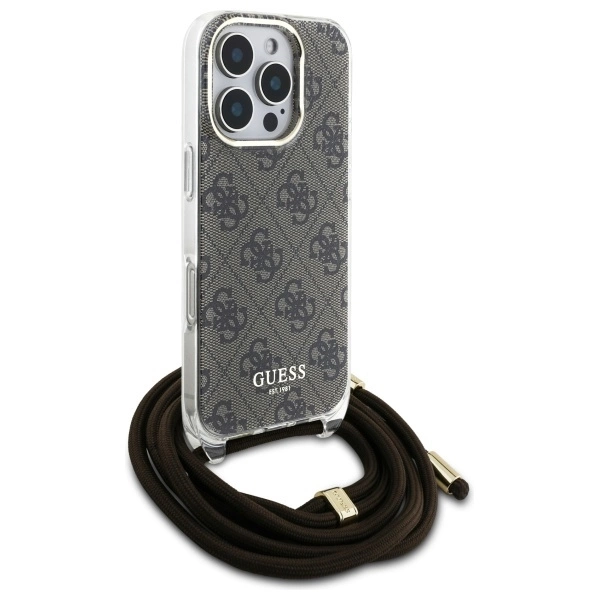 Guess Crossbody Cord 4G Print Case for iPhone 16 Pro - Browneng