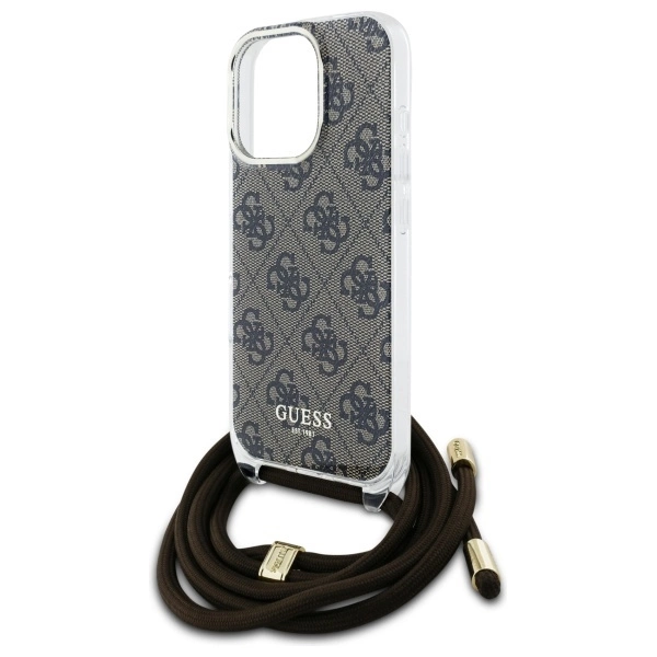 Guess Crossbody Cord 4G Print Case for iPhone 16 Pro - Browneng