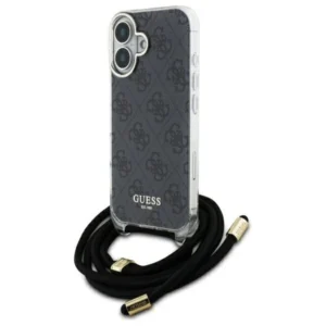 Guess Crossbody Cord 4G Print Case for iPhone 16 - Blackeng