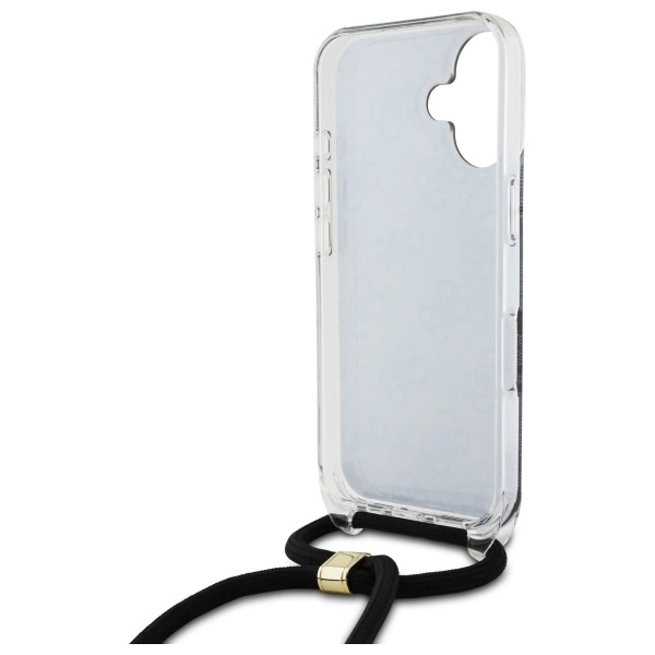 Guess Crossbody Cord 4G Print Case for iPhone 16 - Blackeng
