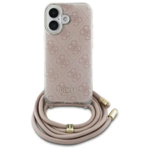 Guess Crossbody Cord 4G Print iPhone 16 Case - Pinkeng