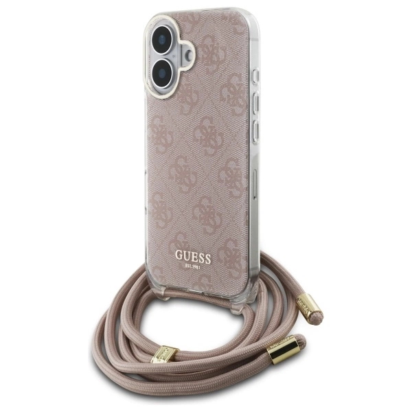 Guess Crossbody Cord 4G Print iPhone 16 Case - Pinkeng