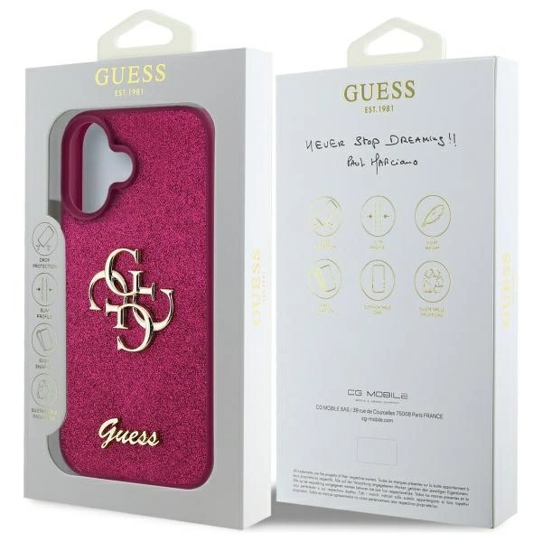 Guess Fixed Glitter Big 4G case for iPhone 16 - purpleeng