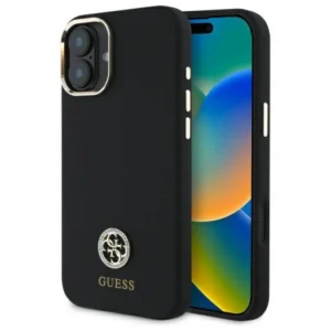 Guess Silicone Logo Strass 4G Case for iPhone 16 - Blackeng