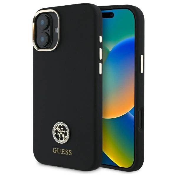 Guess Silicone Logo Strass 4G Case for iPhone 16 - Blackeng