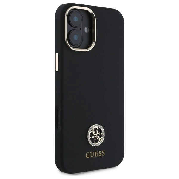Guess Silicone Logo Strass 4G Case for iPhone 16 - Blackeng