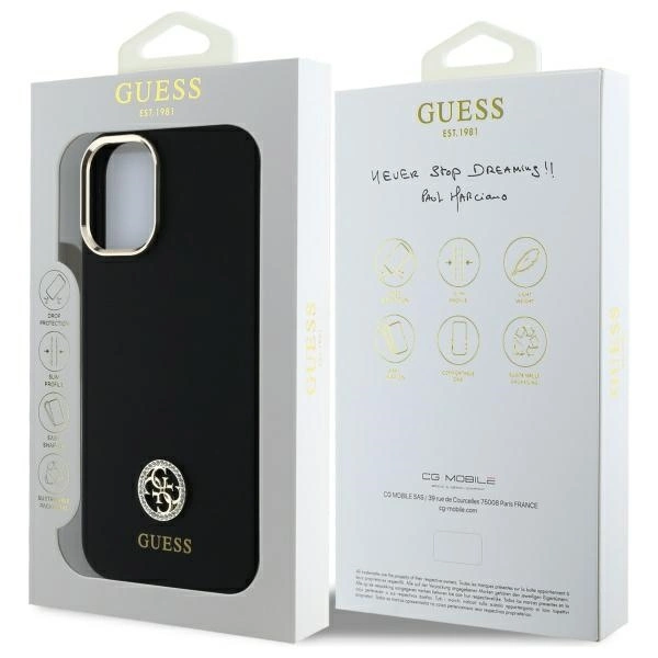 Guess Silicone Logo Strass 4G Case for iPhone 16 - Blackeng