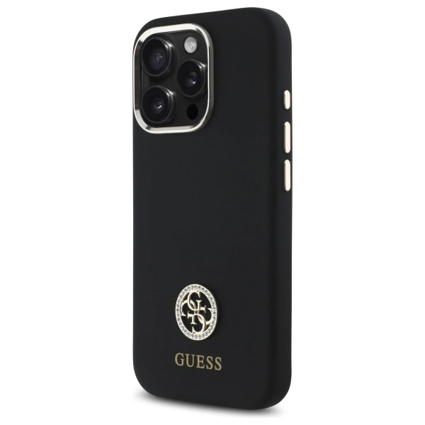 Guess Silicone Logo Strass 4G Case for iPhone 16 Pro Max - Blackeng
