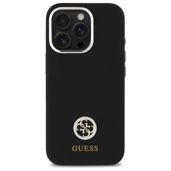 Guess Silicone Logo Strass 4G Case for iPhone 16 Pro Max - Blackeng