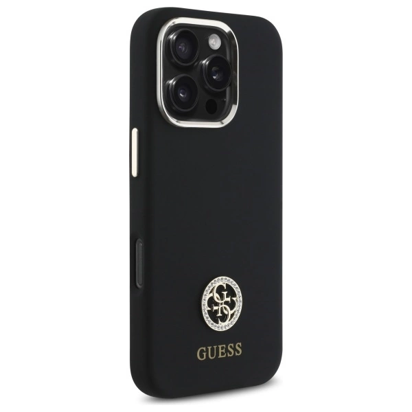 Guess Silicone Logo Strass 4G Case for iPhone 16 Pro Max - Blackeng