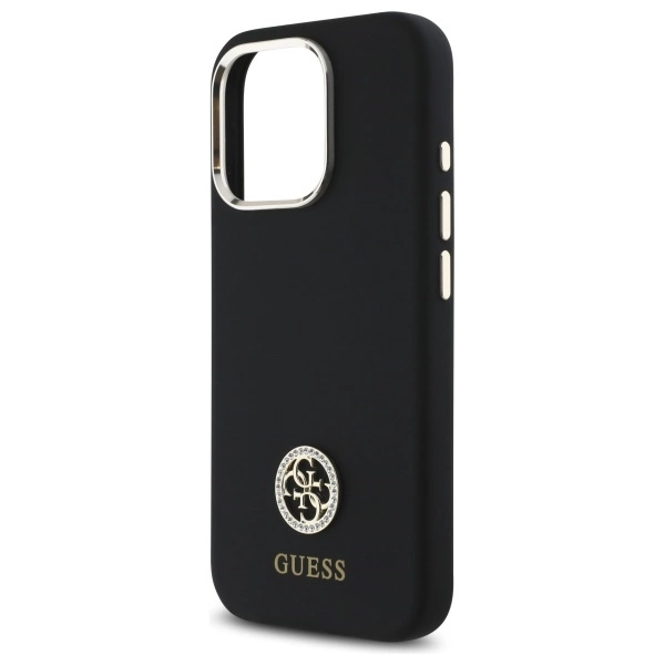 Guess Silicone Logo Strass 4G Case for iPhone 16 Pro Max - Blackeng