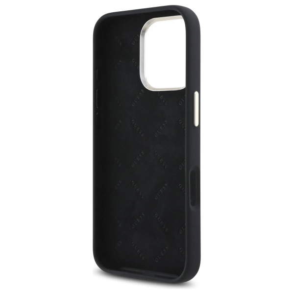 Guess Silicone Logo Strass 4G Case for iPhone 16 Pro Max - Blackeng