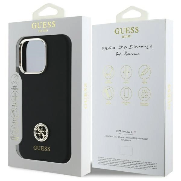 Guess Silicone Logo Strass 4G Case for iPhone 16 Pro Max - Blackeng