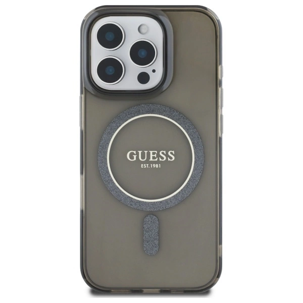 Guess IML Glitter Circle MagSafe case for iPhone 16 Pro - blackeng