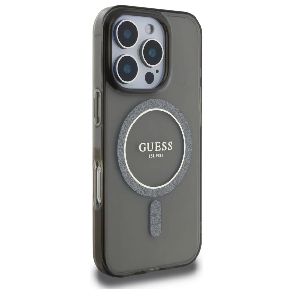 Guess IML Glitter Circle MagSafe case for iPhone 16 Pro - blackeng