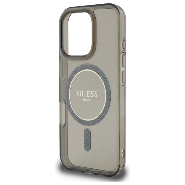 Guess IML Glitter Circle MagSafe case for iPhone 16 Pro - blackeng