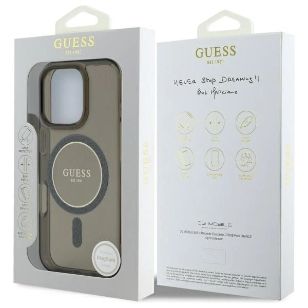 Guess IML Glitter Circle MagSafe case for iPhone 16 Pro - blackeng