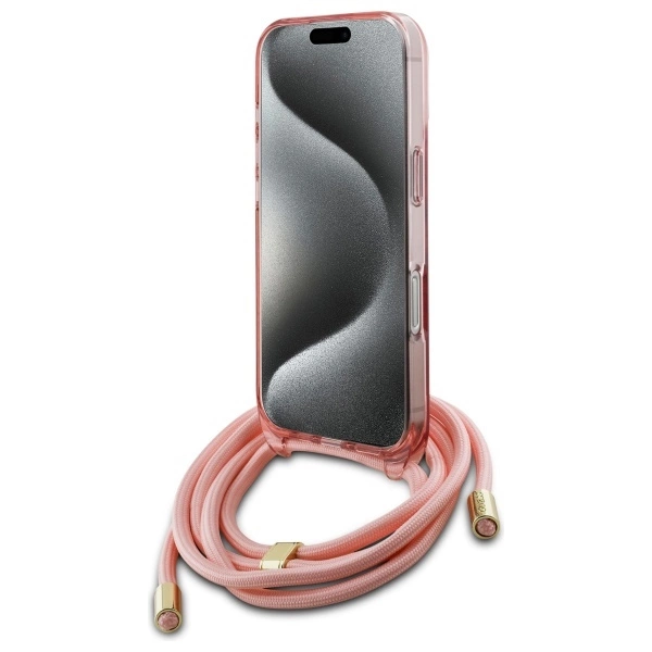 Guess Crossbody Cord Script MagSafe iPhone 16 Case - Pinkeng