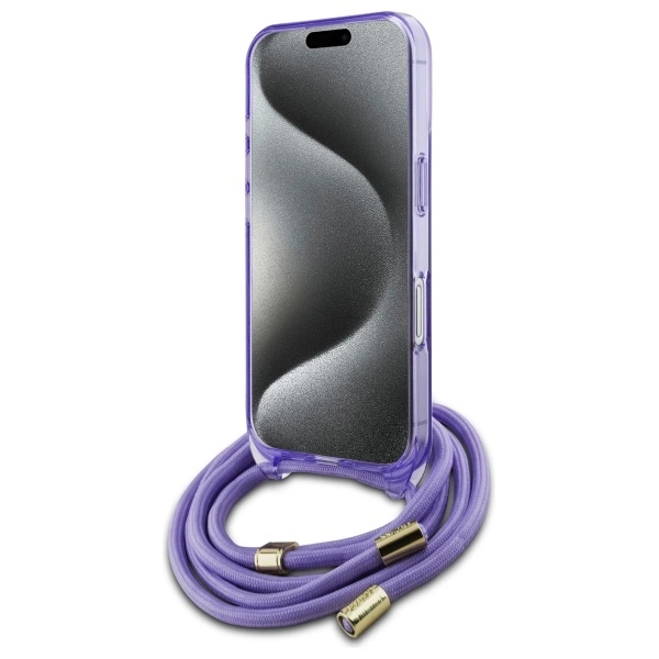 Guess Crossbody Cord Script MagSafe iPhone 16 Case - Purpleeng