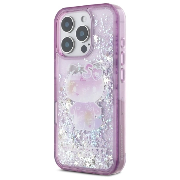 Hello Kitty Liquid Glitter 50TH Anniversary Party iPhone 16 Pro Case - Purpleeng