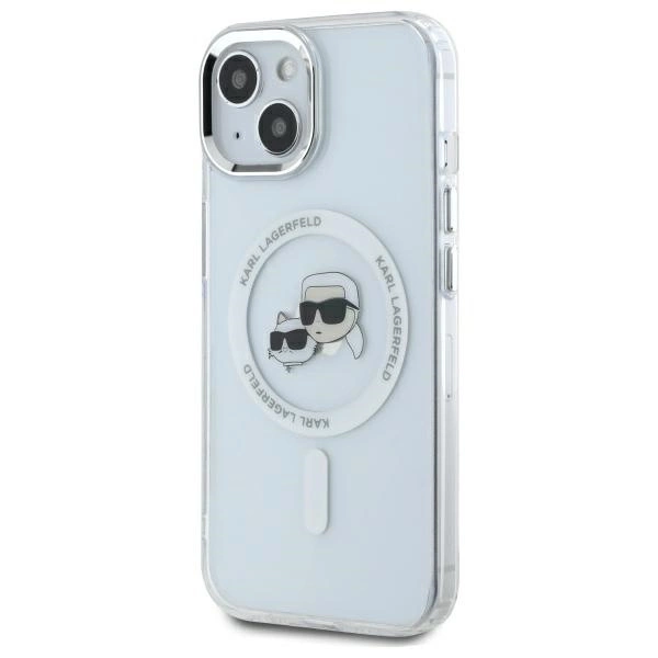 Karl Lagerfeld IML Metal Karl&Choupette Head MagSafe iPhone 14 Case - Whiteeng