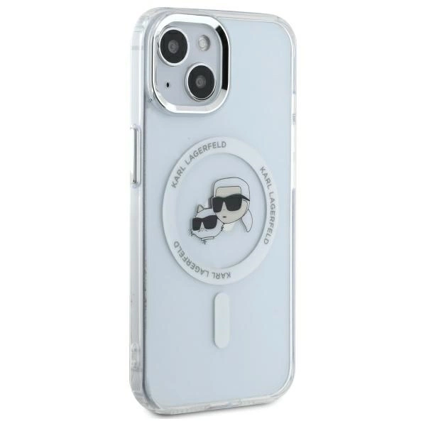 Karl Lagerfeld IML Metal Karl&Choupette Head MagSafe iPhone 14 Case - Whiteeng