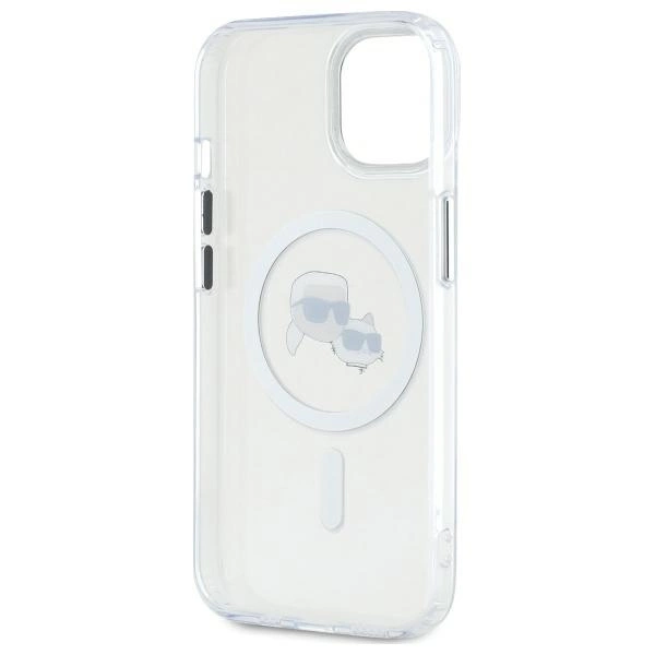 Karl Lagerfeld IML Metal Karl&Choupette Head MagSafe iPhone 14 Case - Whiteeng