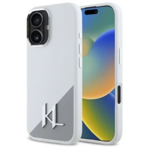 Karl Lagerfeld Silicone Initial Metal Logo MagSafe iPhone 16 Case - Whiteeng